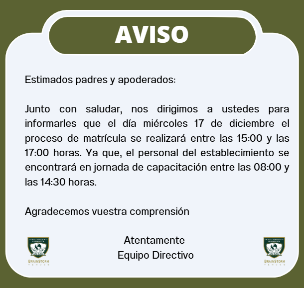 Aviso de matrículas